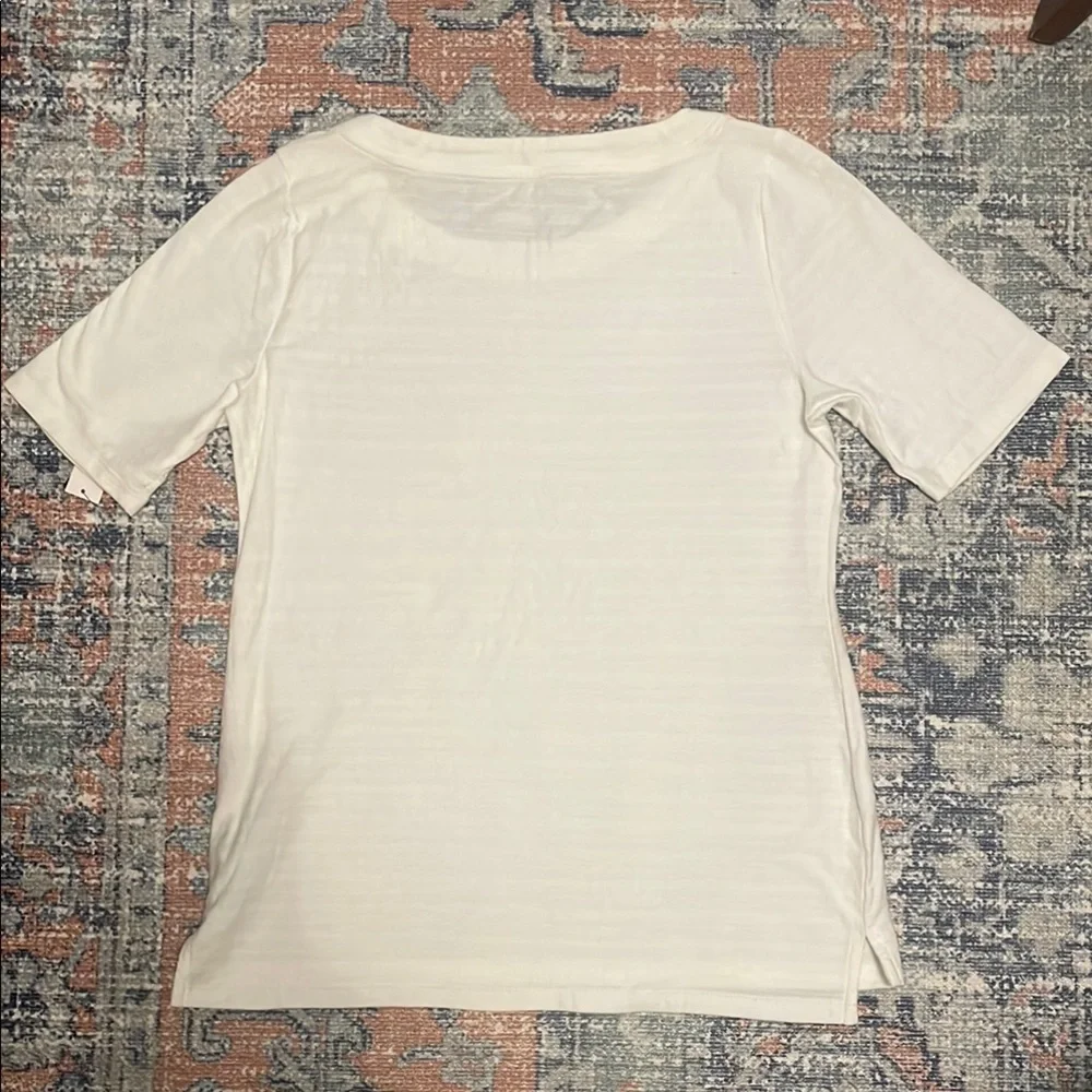 NWT: Talbots White Ribbed Fitted Short Sleeve Tee (size S) - Picture 5 of 7